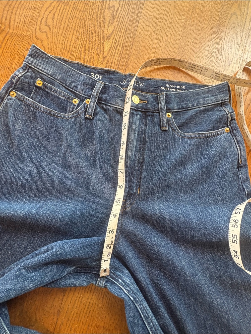 J. Crew High Rise Super Wide Leg Jeans Mid Blue Denim Baggy Size 30T 34” EUC - Picture 7 of 12